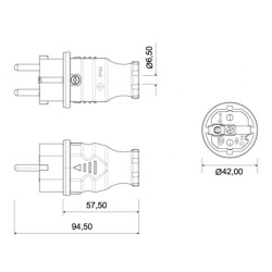 Wtyczka gumowa przenośna 230V 16A IP44 zielona