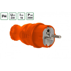 Wtyczka gumowa przenośna 230V 16A IP44 pomarańczowa