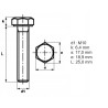 M10x25 DIN 933 A2 Śruba sześciokątna nierdzewna