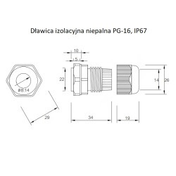 Dławik z przeciwnakrętką PG16 10-15 mm