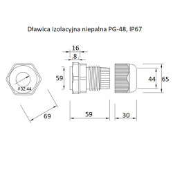 Dławik z przeciwnakrętką PG48 34-44 mm