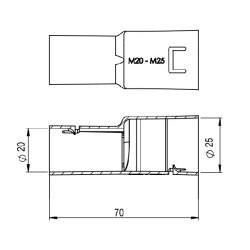 PRIMO P833 Uniwersalna mufa przejściowa M25-M20